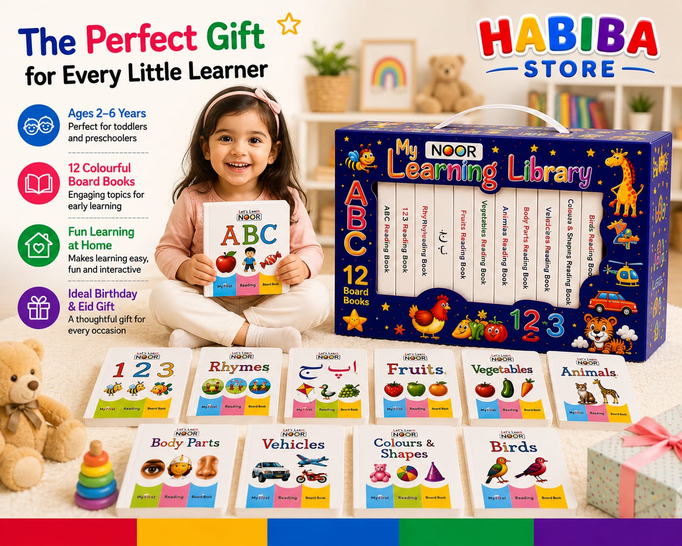 12-in-1 Little Learning Library Box – Educational Board Books for Kids