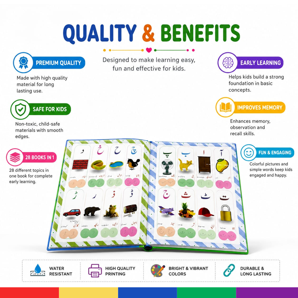 28-in-1 Educational Activity Book – Learning Workbook for Toddlers