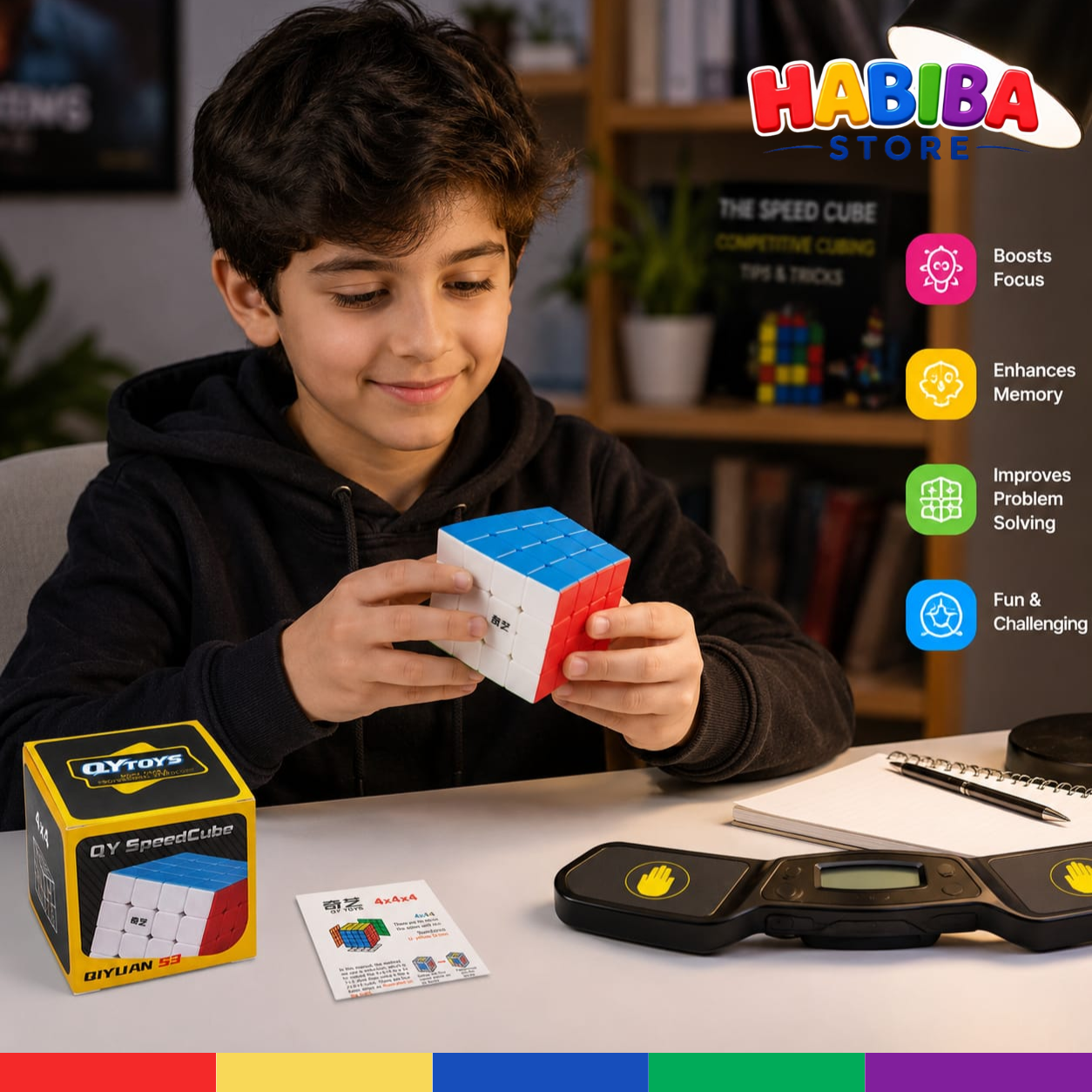 QiYi 4x4 Speed Cube Stickerless – Smooth Magic Puzzle Cube