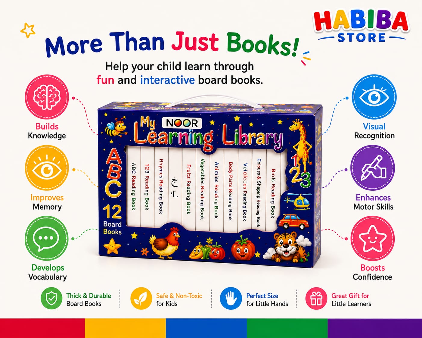 12-in-1 Little Learning Library Box – Educational Board Books for Kids