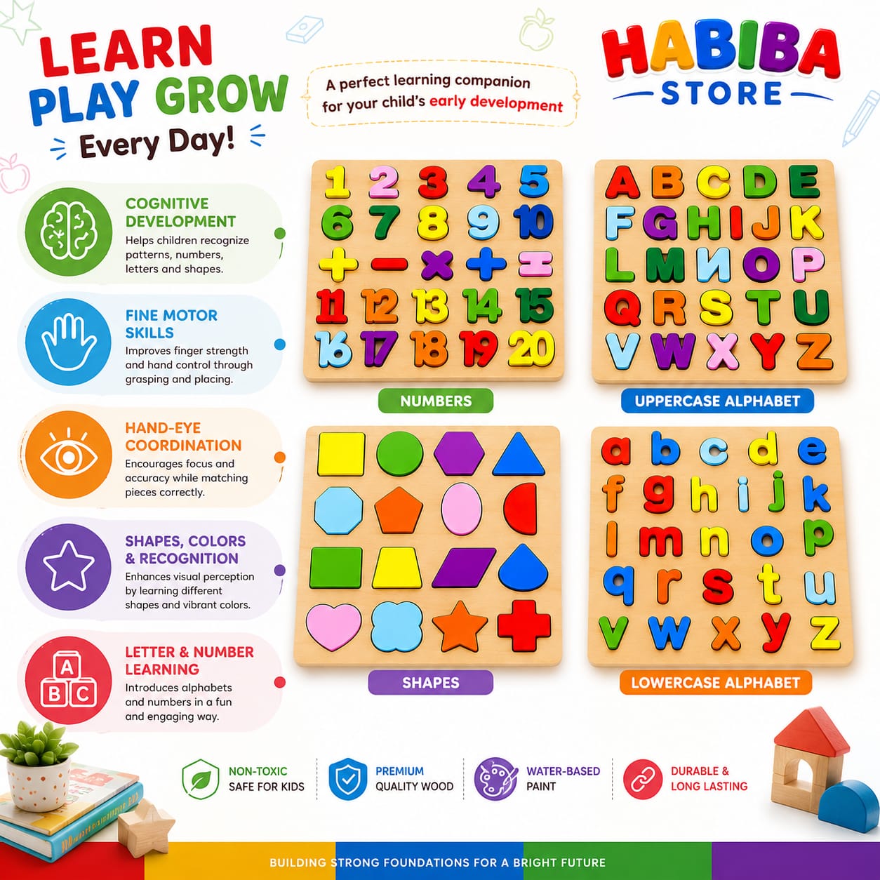 Wooden Alphabet Puzzle Board - Montessori Educational Toy