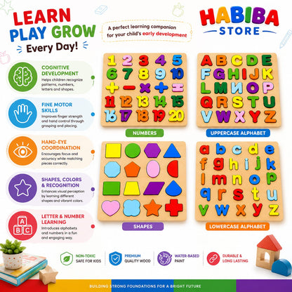 Wooden Alphabet Puzzle Board - Montessori Educational Toy