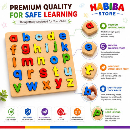 Wooden Alphabet Puzzle Board - Montessori Educational Toy