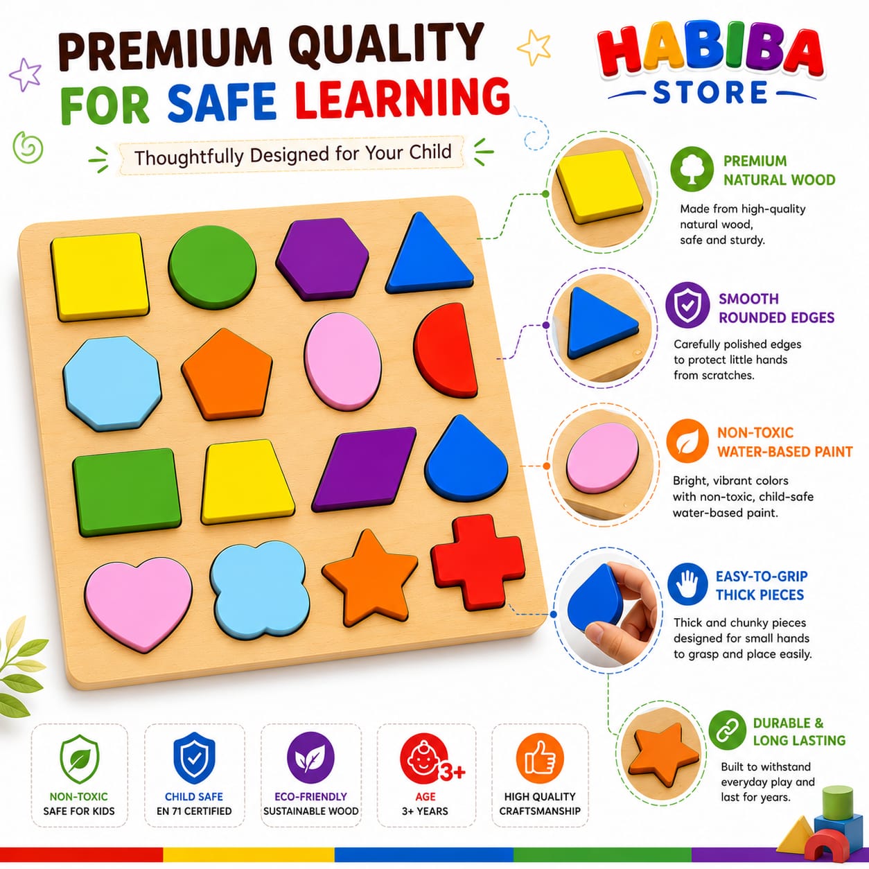 Wooden Alphabet Puzzle Board - Montessori Educational Toy