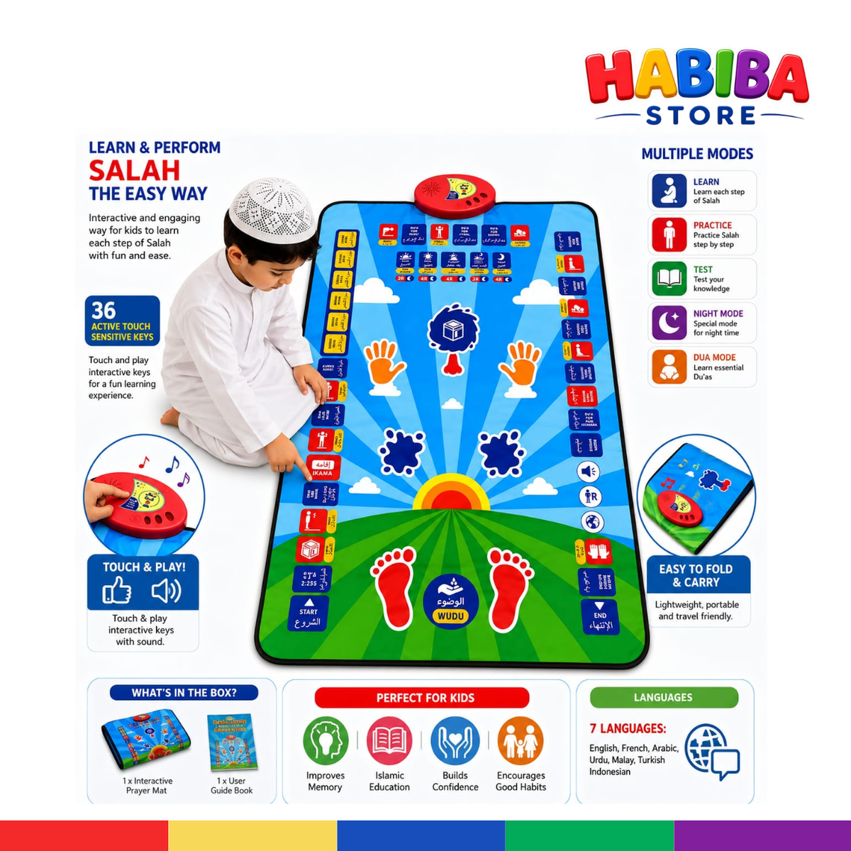 Interactive Educational Prayer Mat for Kids - Learn Salah with Sound