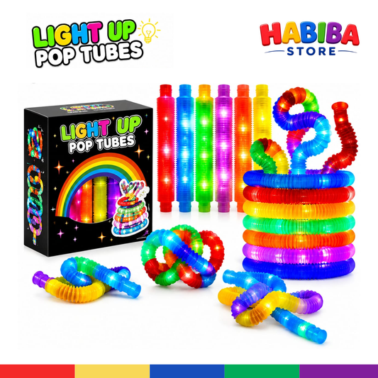 Light Up Pop Tubes – Colorful Stretchy Sensory Fidget Toy