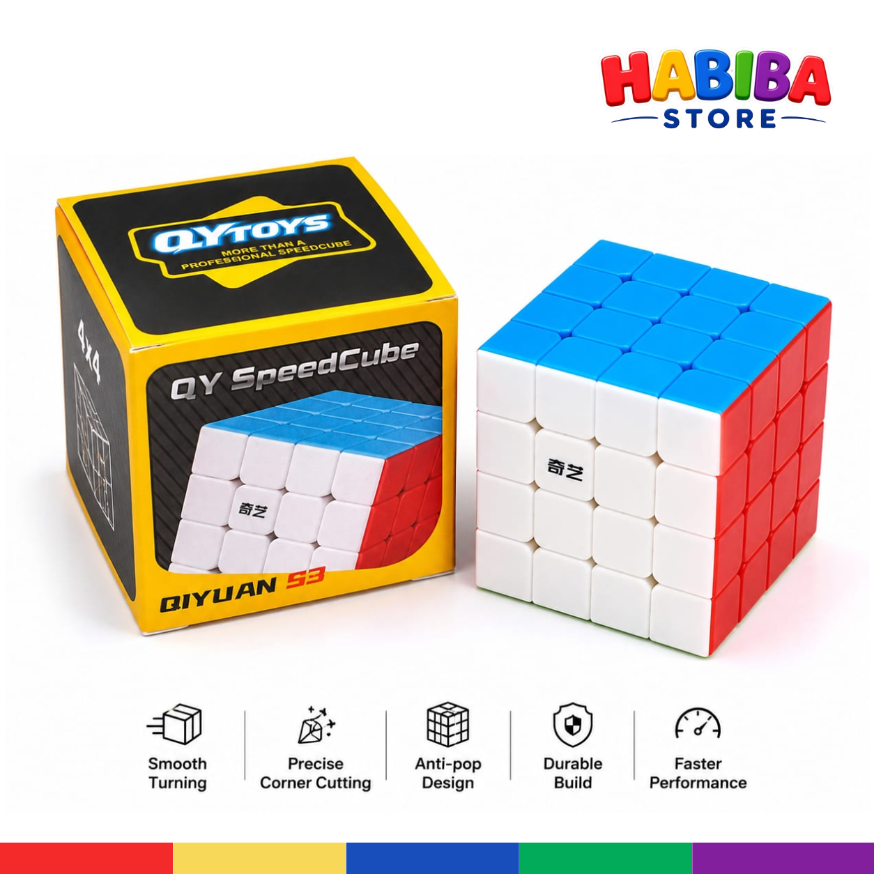 QiYi 4x4 Speed Cube Stickerless – Smooth Magic Puzzle Cube