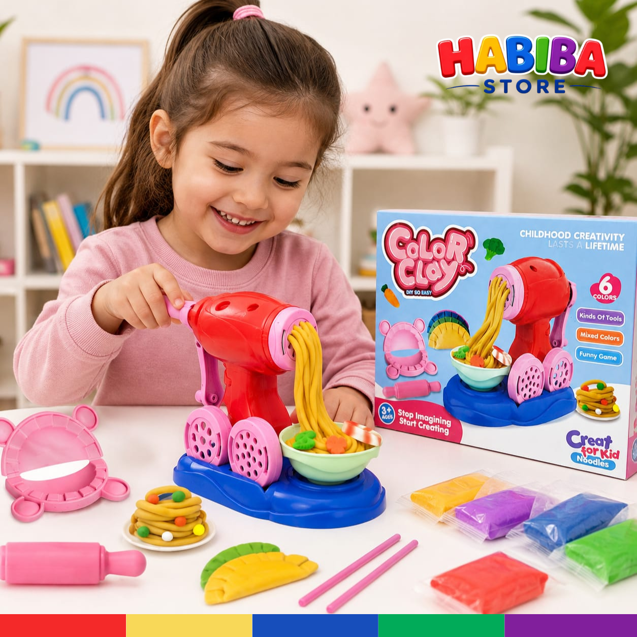 Color Clay Noodles Maker Play Dough Machine Set
