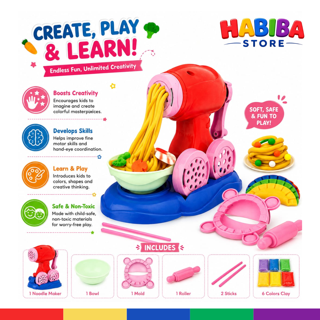Color Clay Noodles Maker Play Dough Machine Set