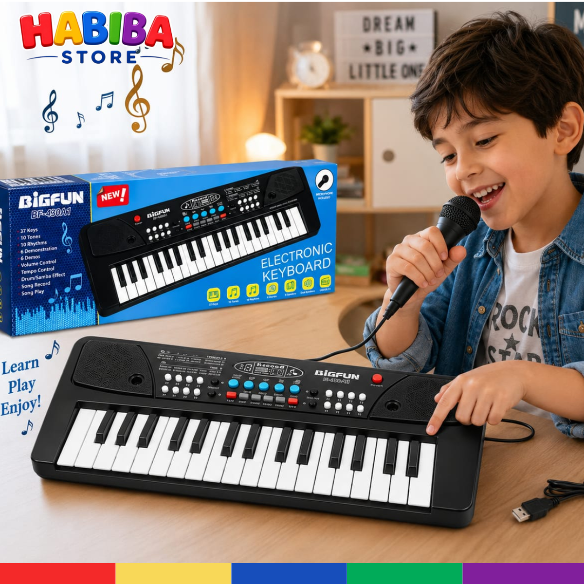 Bigfun 37-Key Electronic Keyboard Piano – Musical Learning Toy