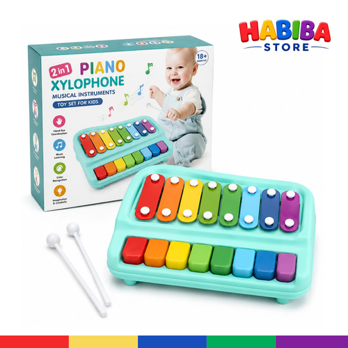 2-in-1 Piano & Xylophone Musical Toy – Educational Music Instrument with Mallets