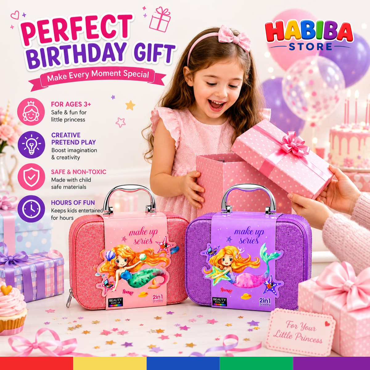 2 in 1 Makeup Beauty Bag Toy Set for Girls