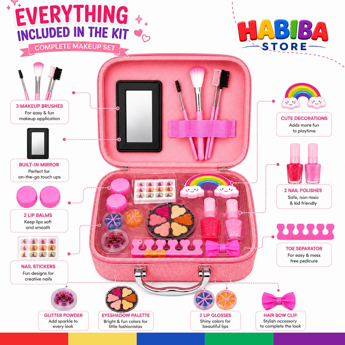 2 in 1 Makeup Beauty Bag Toy Set for Girls
