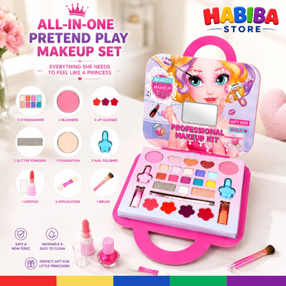 Kids Professional Makeup Kit – Washable Pretend Makeup Set for Girls