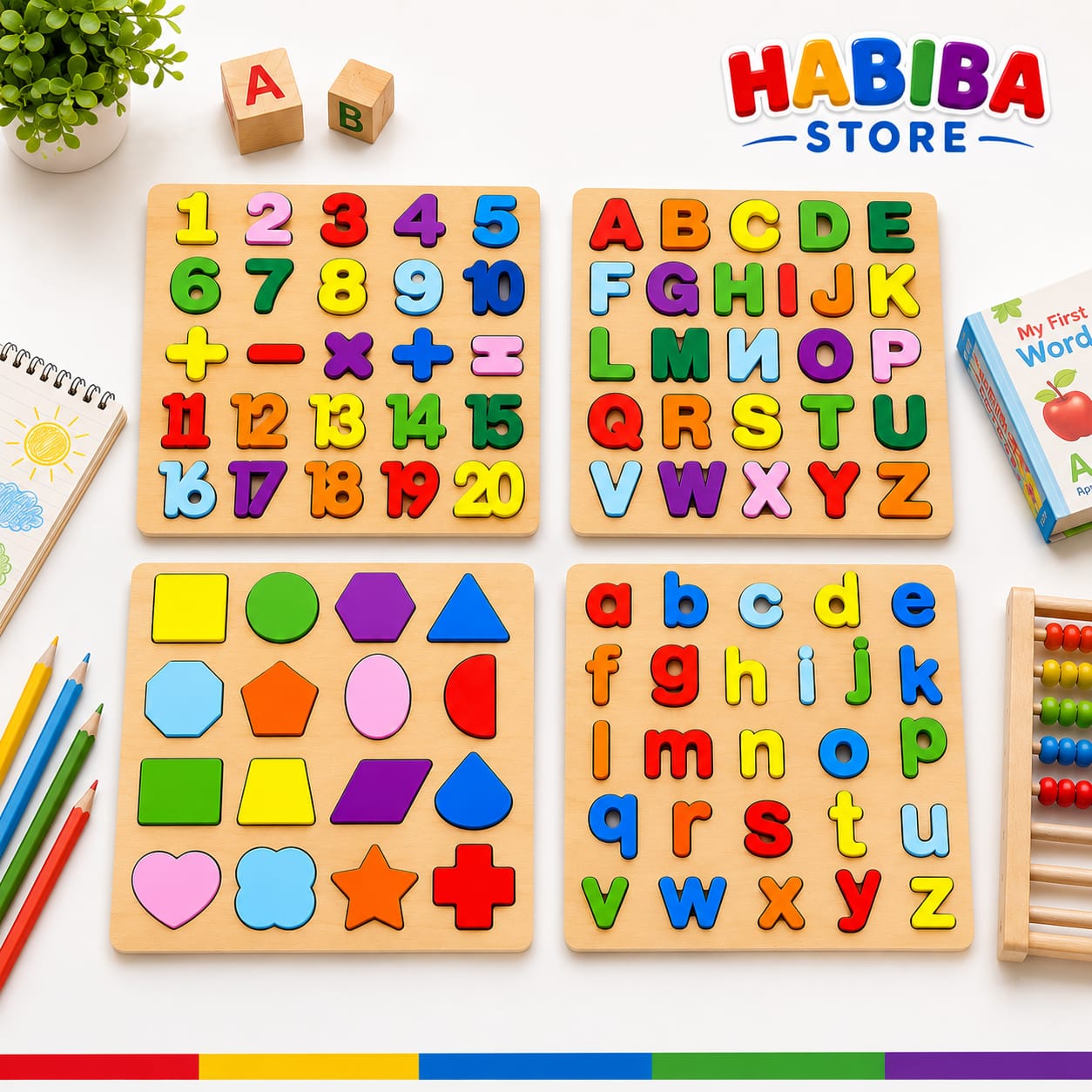 Wooden Alphabet Puzzle Board - Montessori Educational Toy