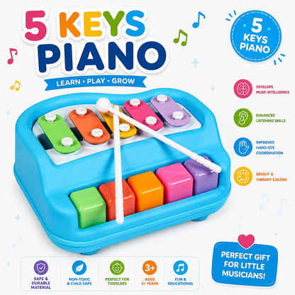 2-in-1 Piano & Xylophone Musical Toy – Educational Music Instrument with Mallets