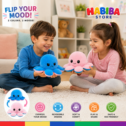 Reversible Octopus Plush Toy – 2-in-1 Mood Changing Soft Stuffed Toy