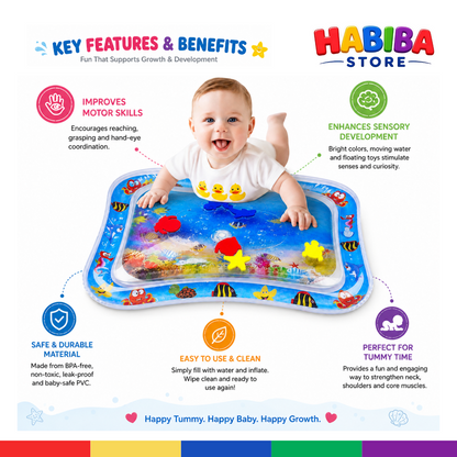 Baby Water Play Mat – Inflatable Ocean-Themed Tummy Time & Sensory Activity Mat for Infants